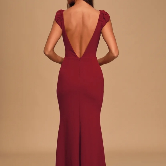 Lulus | Wine Red Mermaid Gown - Picture 4 of 4